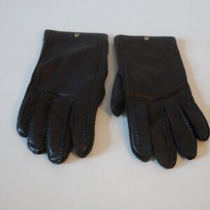 Mens Bloomingdale's Brown Stitch Design Leather Gloves 8.5 *